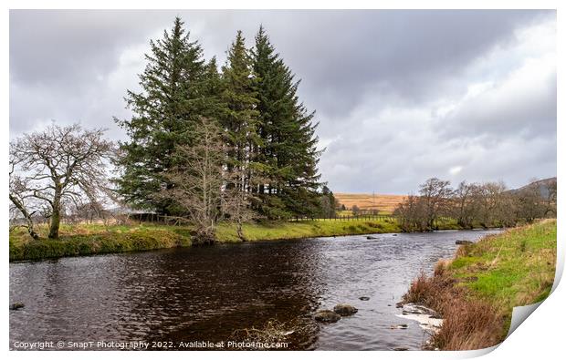 The Long Pool on the Water of Deugh river near Carsphairn in winter, Dumfries and Galloway, Scotland Print by SnapT Photography