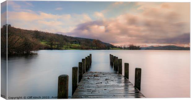Lake Coniston Jetty  Canvas Print by Cliff Kinch