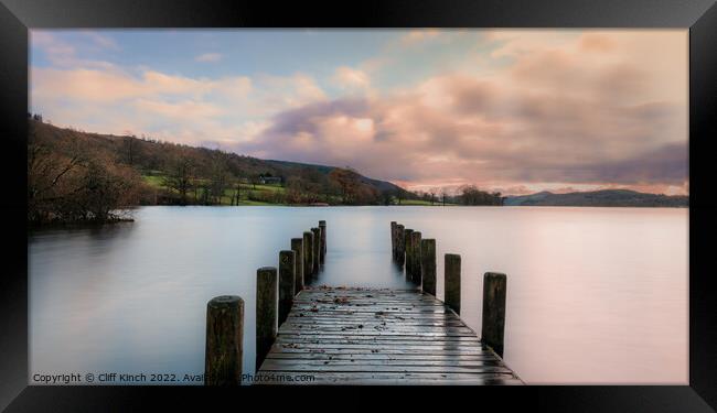 Lake Coniston Jetty  Framed Print by Cliff Kinch