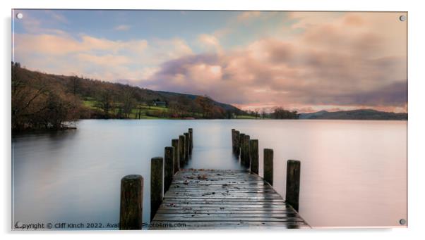 Lake Coniston Jetty  Acrylic by Cliff Kinch