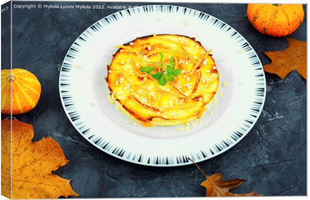 Cottage cheese casserole with pumpkin Canvas Print by Mykola Lunov Mykola