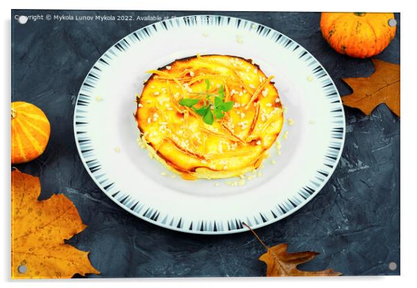 Cottage cheese casserole with pumpkin Acrylic by Mykola Lunov Mykola