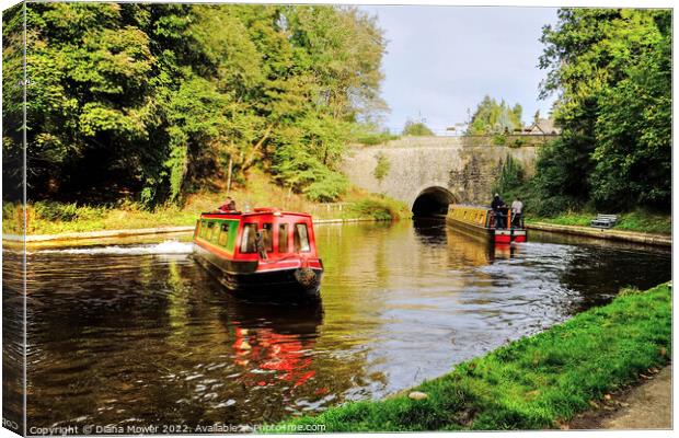 Chirk Canal Tunnel Narrow Boats Canvas Print by Diana Mower