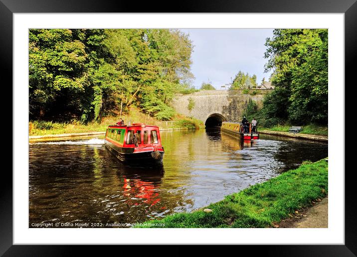 Chirk Canal Tunnel Narrow Boats Framed Mounted Print by Diana Mower