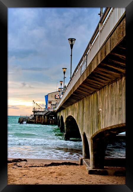Bournemouth Pier And Beach Dorset England Framed Print by Andy Evans Photos
