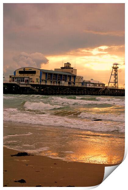 Bournemouth Pier And Beach Dorset England Print by Andy Evans Photos