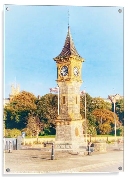 The Clock Tower Exmouth Acrylic by Sheila Ramsey