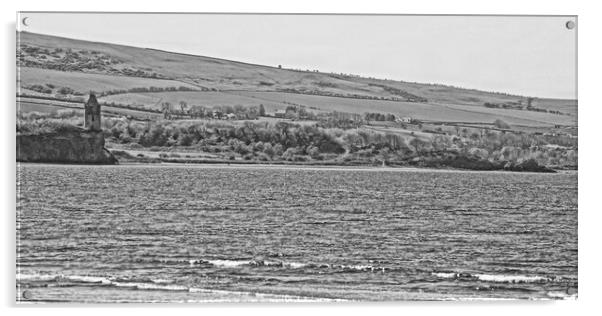 Greenan castle Ayr (black&white abstract) Acrylic by Allan Durward Photography