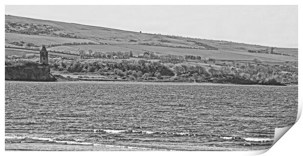 Greenan castle Ayr (black&white abstract) Print by Allan Durward Photography