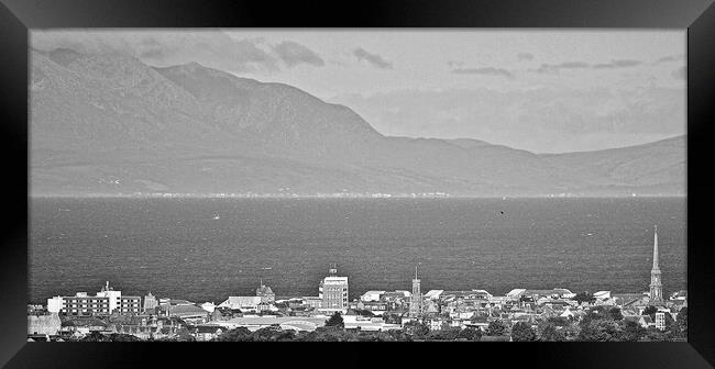 A view over Ayr to Arran (mono) Framed Print by Allan Durward Photography