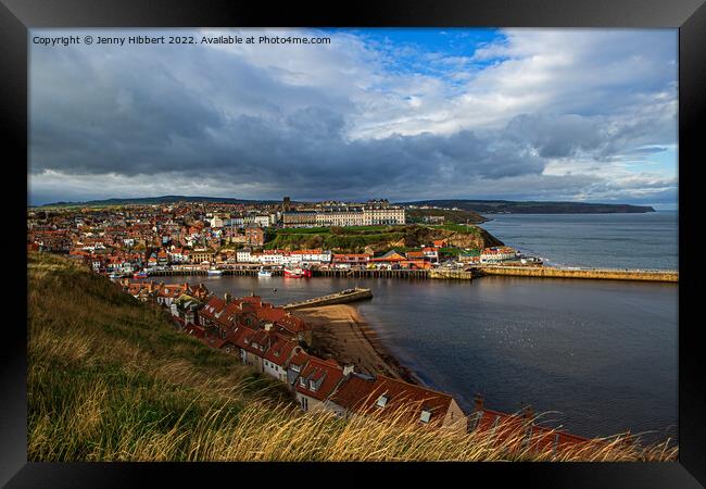 Looking across to Whitby harbour  Framed Print by Jenny Hibbert