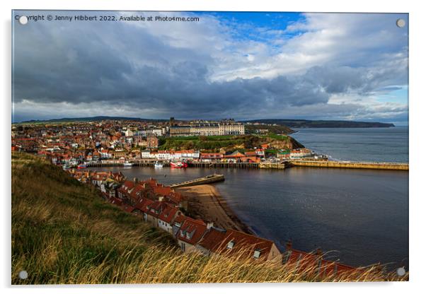 Looking across to Whitby harbour  Acrylic by Jenny Hibbert