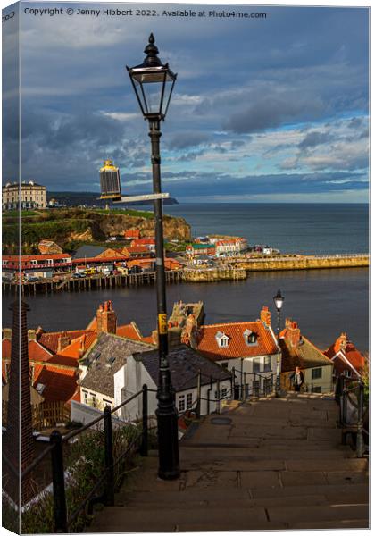 Steps of St Mary Whitby looking out to sea Canvas Print by Jenny Hibbert