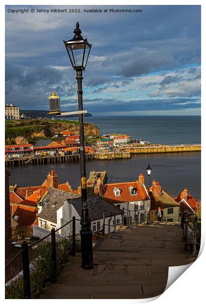 Steps of St Mary Whitby looking out to sea Print by Jenny Hibbert