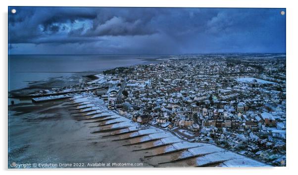 Snowy Reeve's beach, Whitstable  Acrylic by Evolution Drone