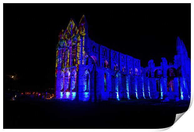 Halloween at Whitby Abbey Print by Jenny Hibbert