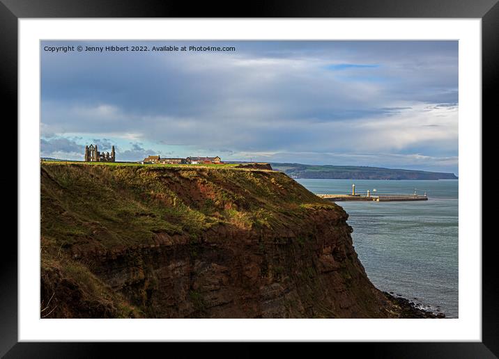 Looking back at Whitby Abbey from Cleveland Way Framed Mounted Print by Jenny Hibbert