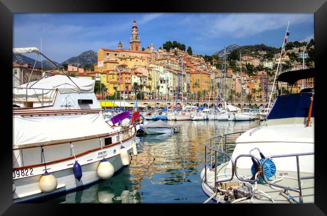 Picturesque Menton Harbour Framed Print by Roger Mechan