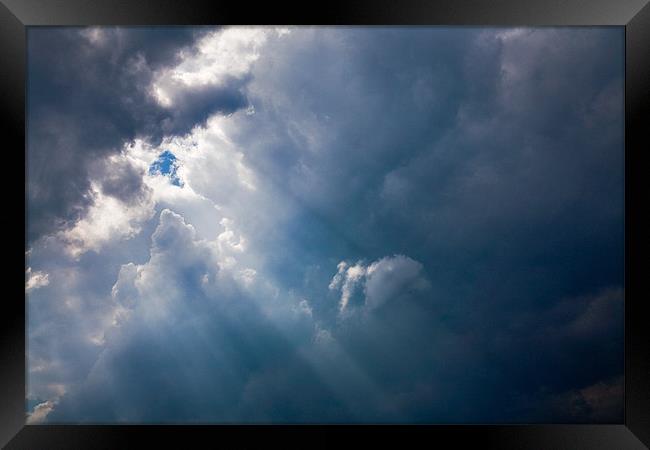 Rays of Sunshine through Clouds Framed Print by Natalie Kinnear
