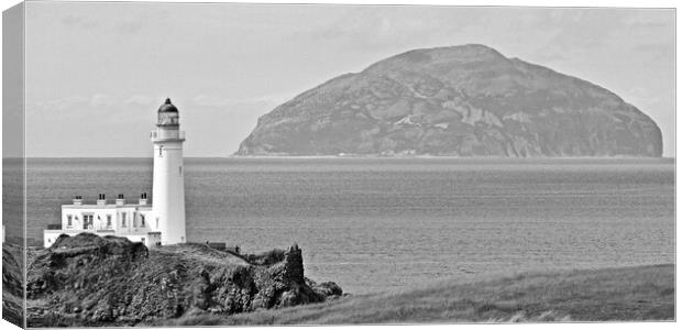 Ailsa Craig and Turnberry lighthouse Canvas Print by Allan Durward Photography