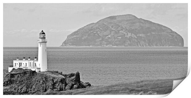 Ailsa Craig and Turnberry lighthouse Print by Allan Durward Photography