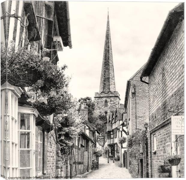 Church Lane Ledbury Herefordshire Canvas Print by Julie Gresty