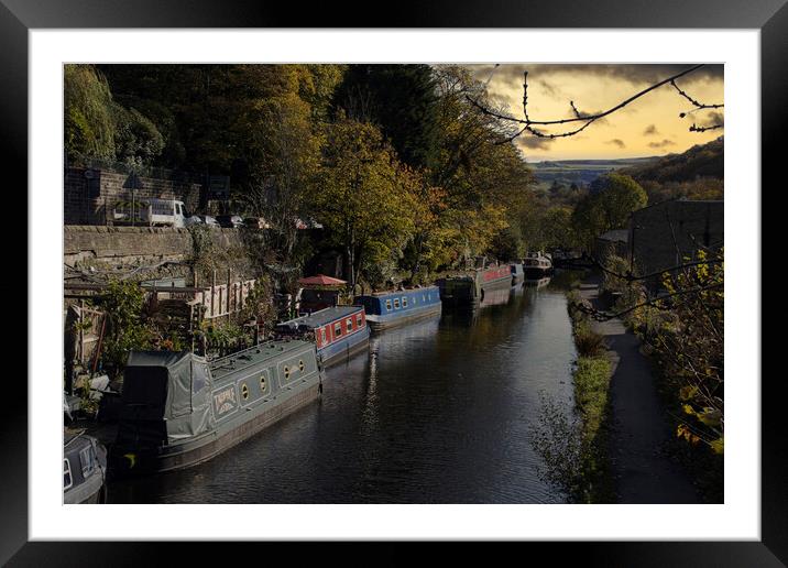 Hebden Bridge Barges Framed Mounted Print by Glen Allen
