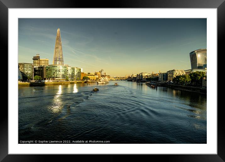 The majestic River Thames bathed in the golden lig Framed Mounted Print by Sophie Lawrence