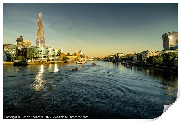 The majestic River Thames bathed in the golden lig Print by Sophie Lawrence