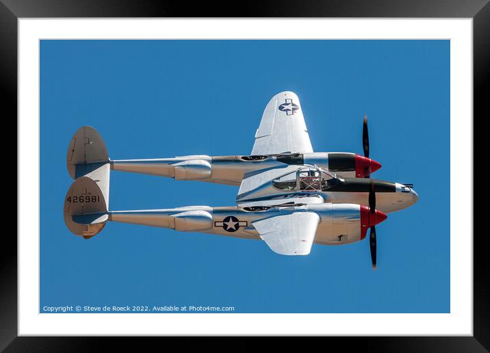 Lockheed P38 Lightning Framed Mounted Print by Steve de Roeck