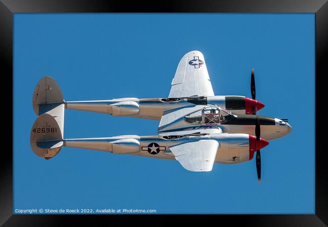 Lockheed P38 Lightning Framed Print by Steve de Roeck