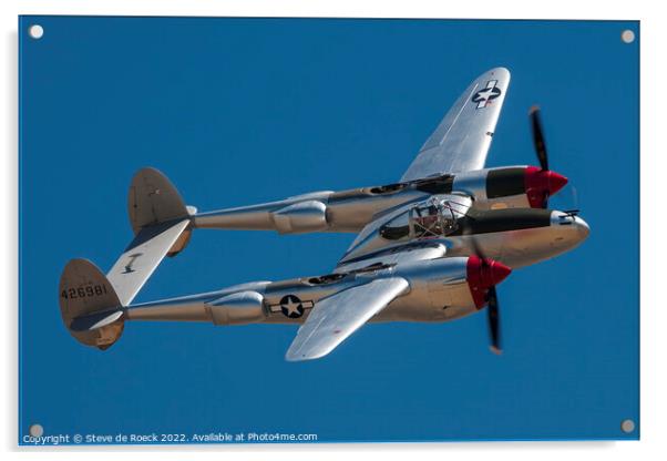 Lockheed P38 Lightning Fighter Acrylic by Steve de Roeck