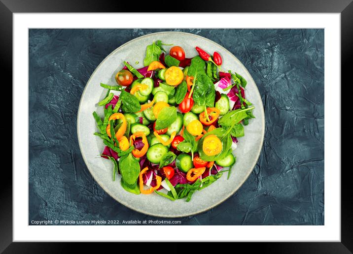 Bright, colorful spring vegetable salad Framed Mounted Print by Mykola Lunov Mykola