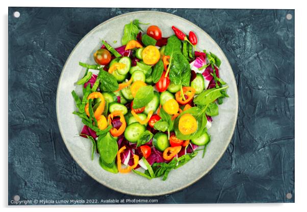 Bright, colorful spring vegetable salad Acrylic by Mykola Lunov Mykola