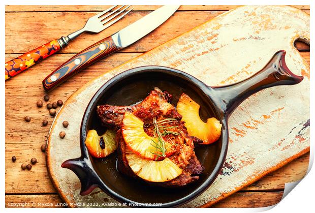 Meat steak with pineapple marinade Print by Mykola Lunov Mykola
