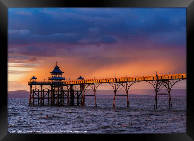 Clevedon Pier at sunset Framed Print by Rory Hailes