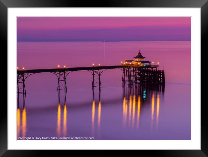 Clevedon Pier on a pinkish evening Framed Mounted Print by Rory Hailes