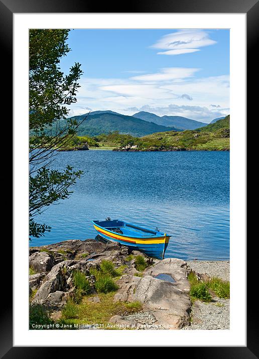 Boat on Upper Lake, Killarney Framed Mounted Print by Jane McIlroy