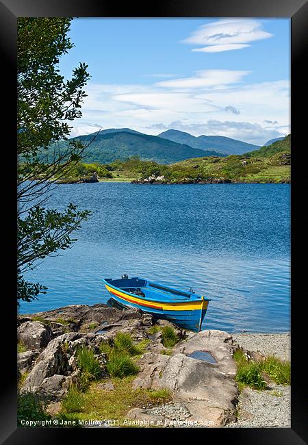 Boat on Upper Lake, Killarney Framed Print by Jane McIlroy
