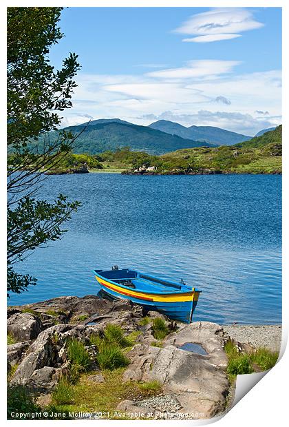 Boat on Upper Lake, Killarney Print by Jane McIlroy