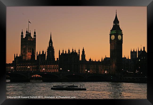 Westminster Sunset Framed Print by Howard Corlett