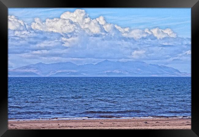 Ayr shorefront view of Arran Framed Print by Allan Durward Photography