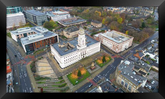 Barnsley Town Hall and University Campus Framed Print by Apollo Aerial Photography
