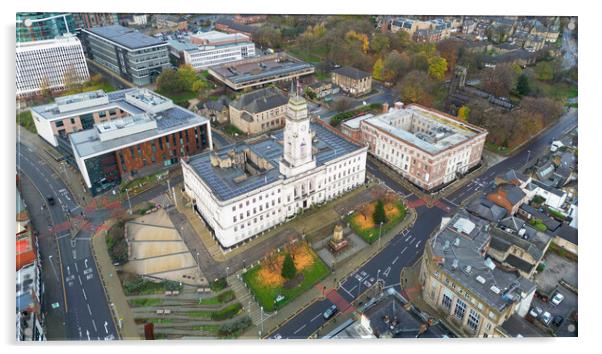 Barnsley Town Hall and University Campus Acrylic by Apollo Aerial Photography