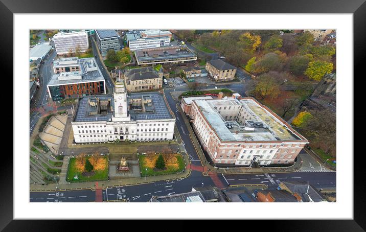 Barnsley Town Hall and University Campus Framed Mounted Print by Apollo Aerial Photography