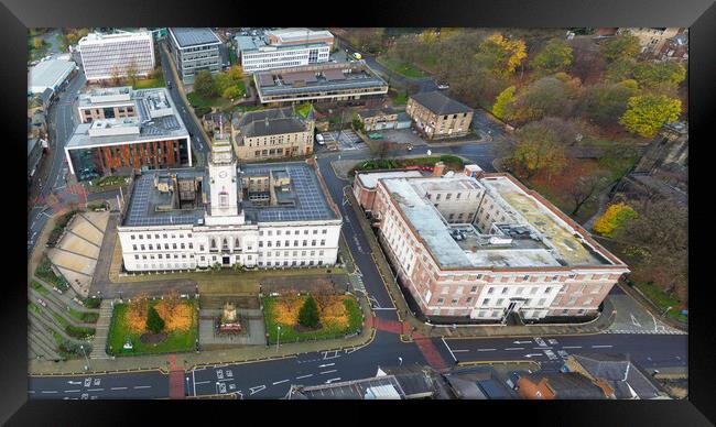 Barnsley Town Hall and University Campus Framed Print by Apollo Aerial Photography