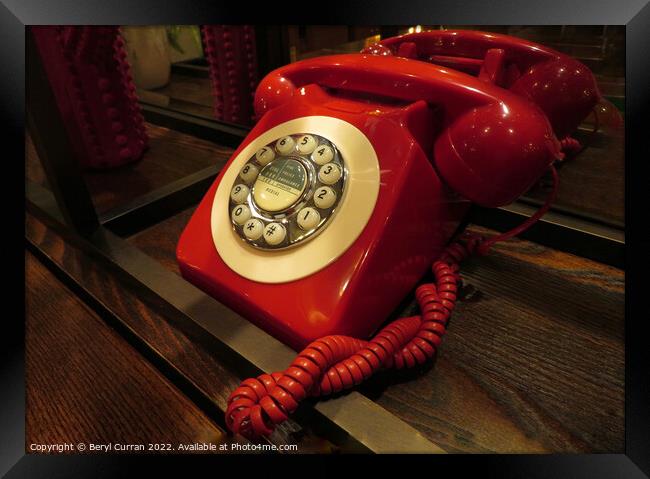 Nostalgic Red Telephone Framed Print by Beryl Curran