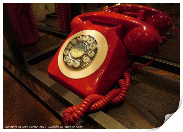 Nostalgic Red Telephone Print by Beryl Curran