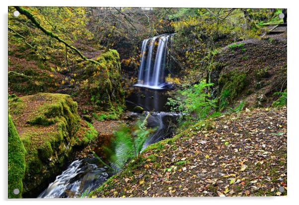 Dalcairney waterfalls, Dalmellington, East Ayrshire. Acrylic by Allan Durward Photography