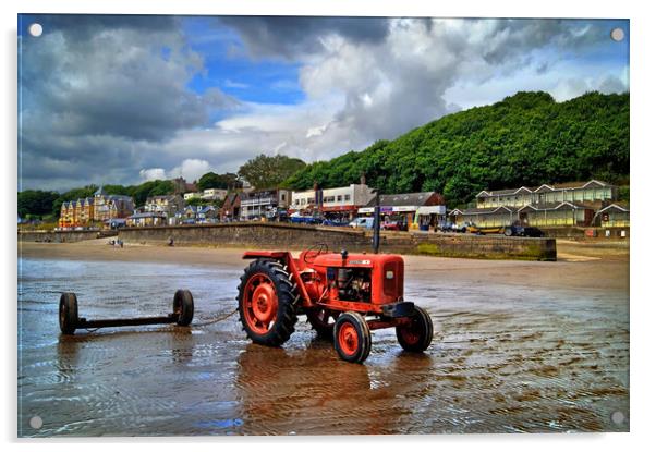 Tractor on Filey Beach Acrylic by Darren Galpin